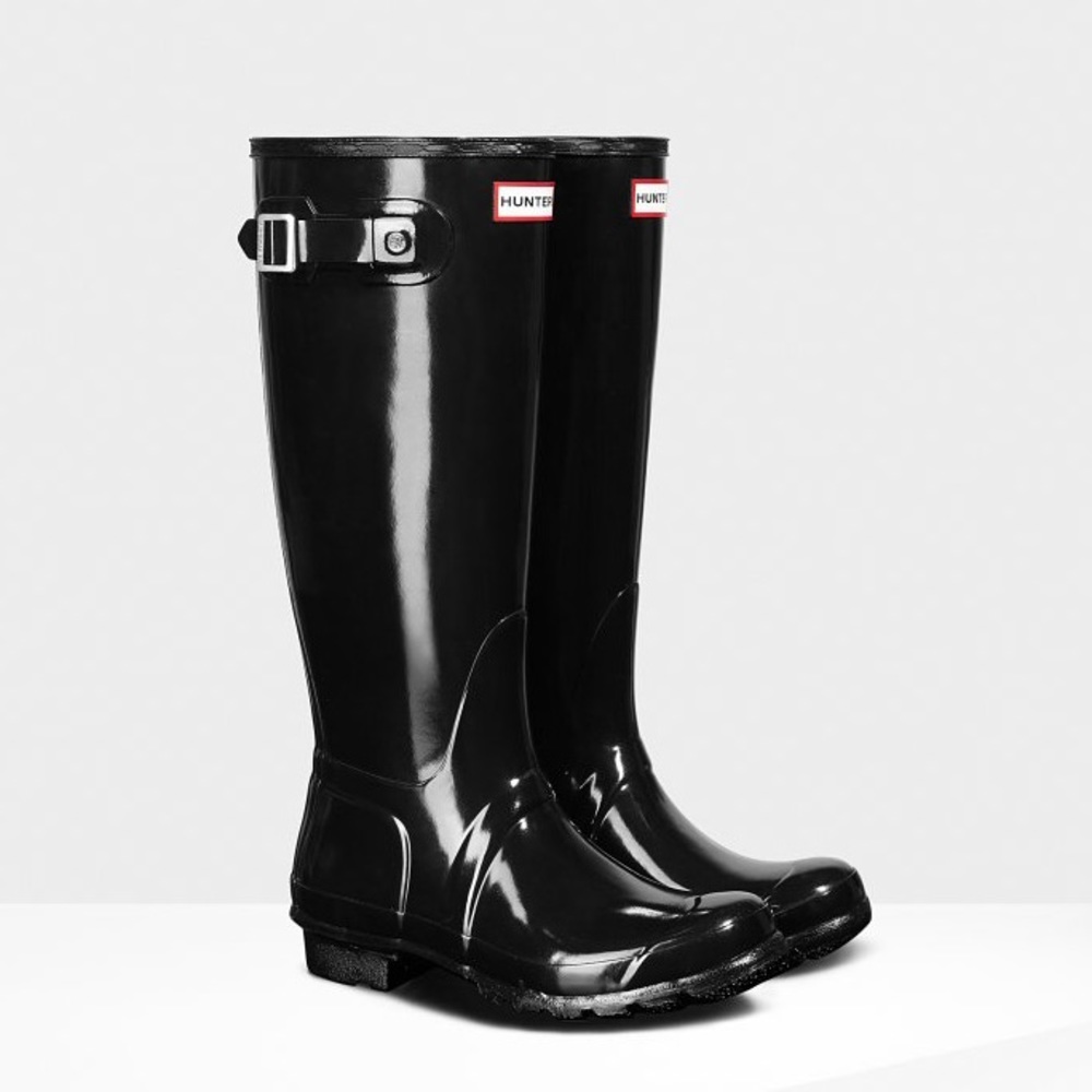 Black Glossy Hunter Rain Boots